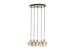 Light & Living Hanglamp 5L Ø61x66 Cm RAKEL Antiek Brons+smoke