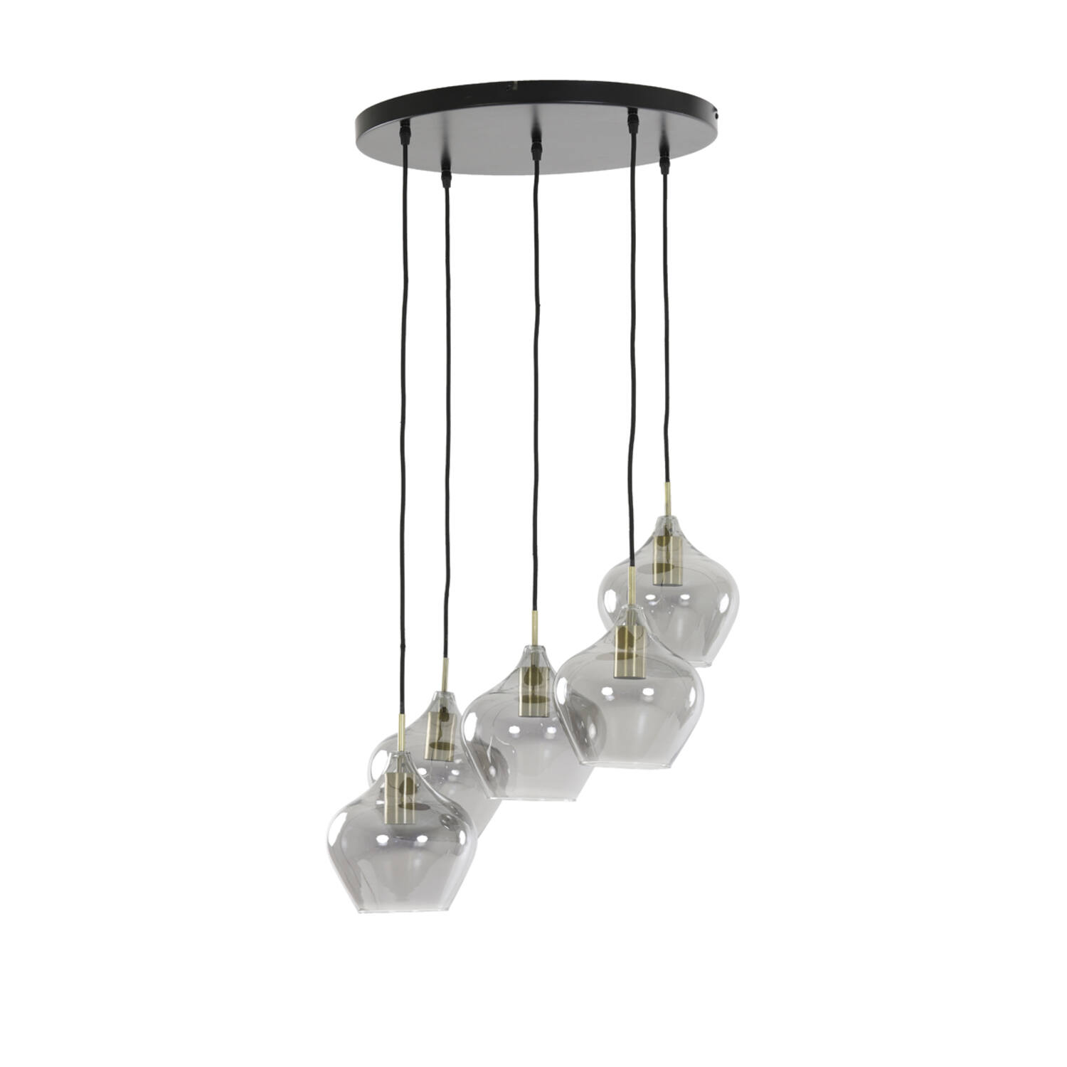 light & living Hanglamp 5L Ø61x66 cm RAKEL antiek brons+smoke