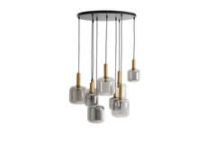Light & Living Hanglamp 9L Ø83 5x79 5 Cm LEKAR Antiek Brons+smoke Glas