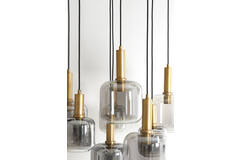 Light & Living Hanglamp 9L Ø83 5x79 5 Cm LEKAR Antiek Brons+smoke Glas