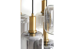Light & Living Hanglamp 9L Ø83 5x79 5 Cm LEKAR Antiek Brons+smoke Glas