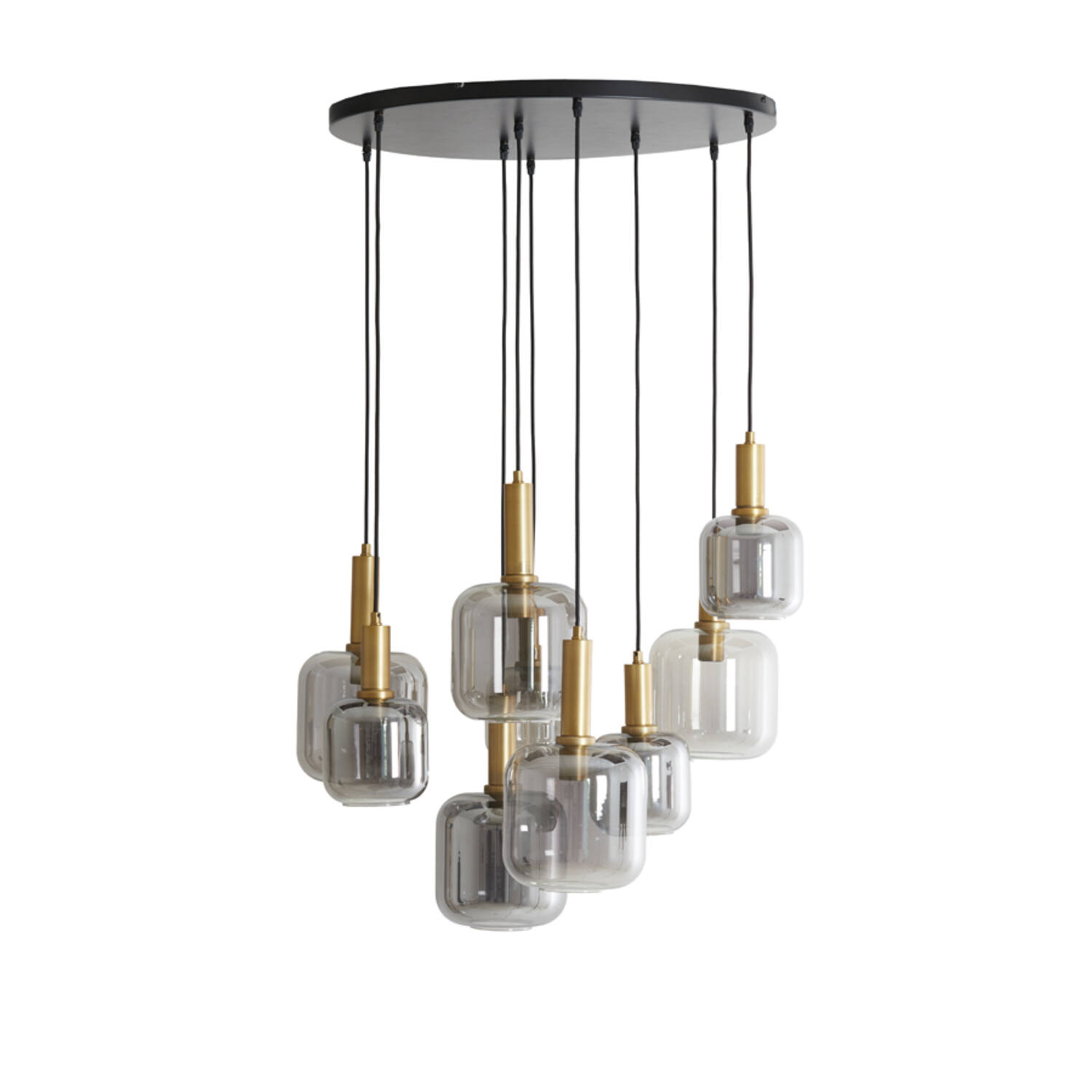 light & living Hanglamp 9L Ø83 5x79 5 cm LEKAR antiek brons+smoke glas