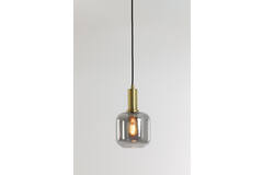 Light & Living Hanglamp Ø21x37 Cm LEKAR Antiek Brons+smoke Glas