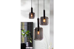 Light & Living Hanglamp Ø21x37 Cm LEKAR Zwart+smoke Glas