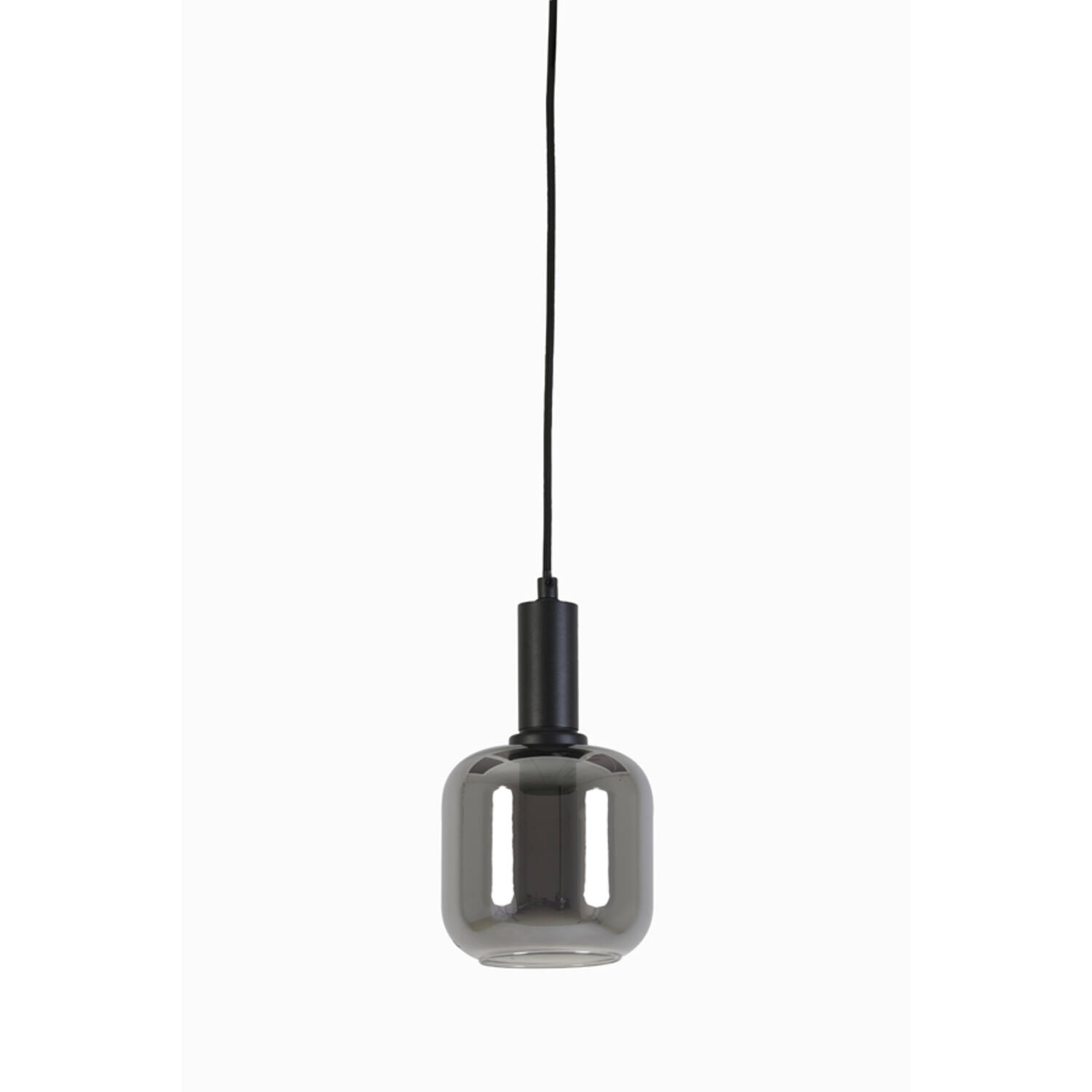 light & living Hanglamp Ø21x37 cm LEKAR zwart+smoke glas