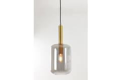 Light & Living Hanglamp Ø22x52 Cm LEKAR Antiek Brons+smoke Glas