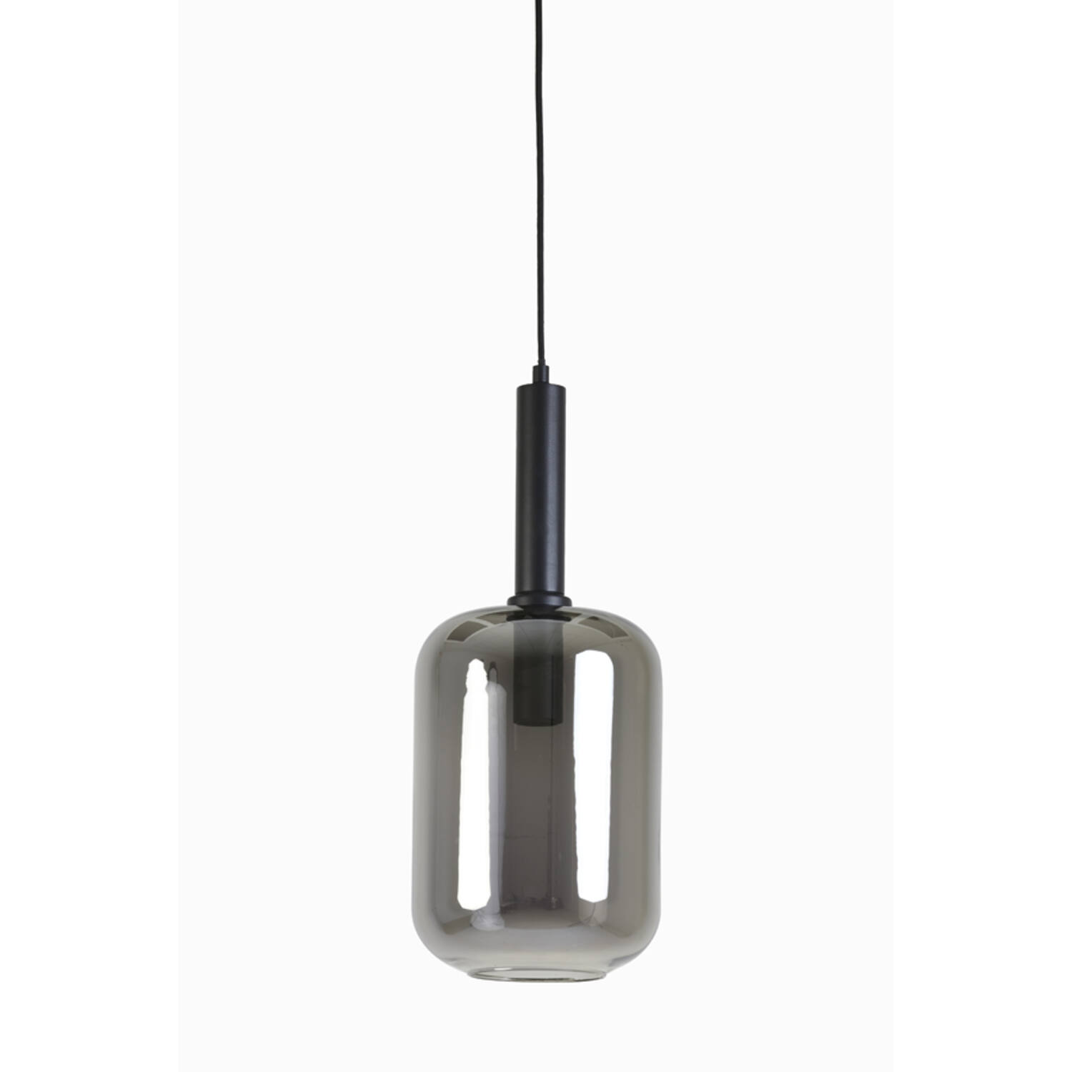 light & living Hanglamp Ø22x52 cm LEKAR zwart+smoke glas