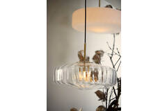 Light & Living Hanglamp Ø40x17 Cm PLEAT Glas Helder+goud