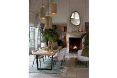 Light & Living Hanglamp Ø42x70 Cm SENDAI Groen+bamboe Naturel