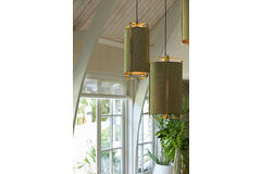 Light & Living Hanglamp Ø42x70 Cm SENDAI Groen+bamboe Naturel