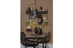 Light & Living Hanglamp Ø52x40 Cm LEIA Zwart Zink+kop Hout Bruin