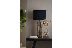 Light & Living Kap Ovaal Recht Smal 38-17 5-28 Cm VELOURS Zwart-taupe