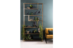 Light & Living Kast Open 100x35x203 Cm YLAYA Mat Zwart-goud