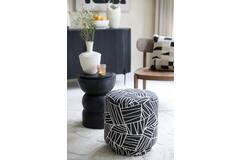 Light & Living Poef Ø40x44 Cm DAVONTE Zwart-wit