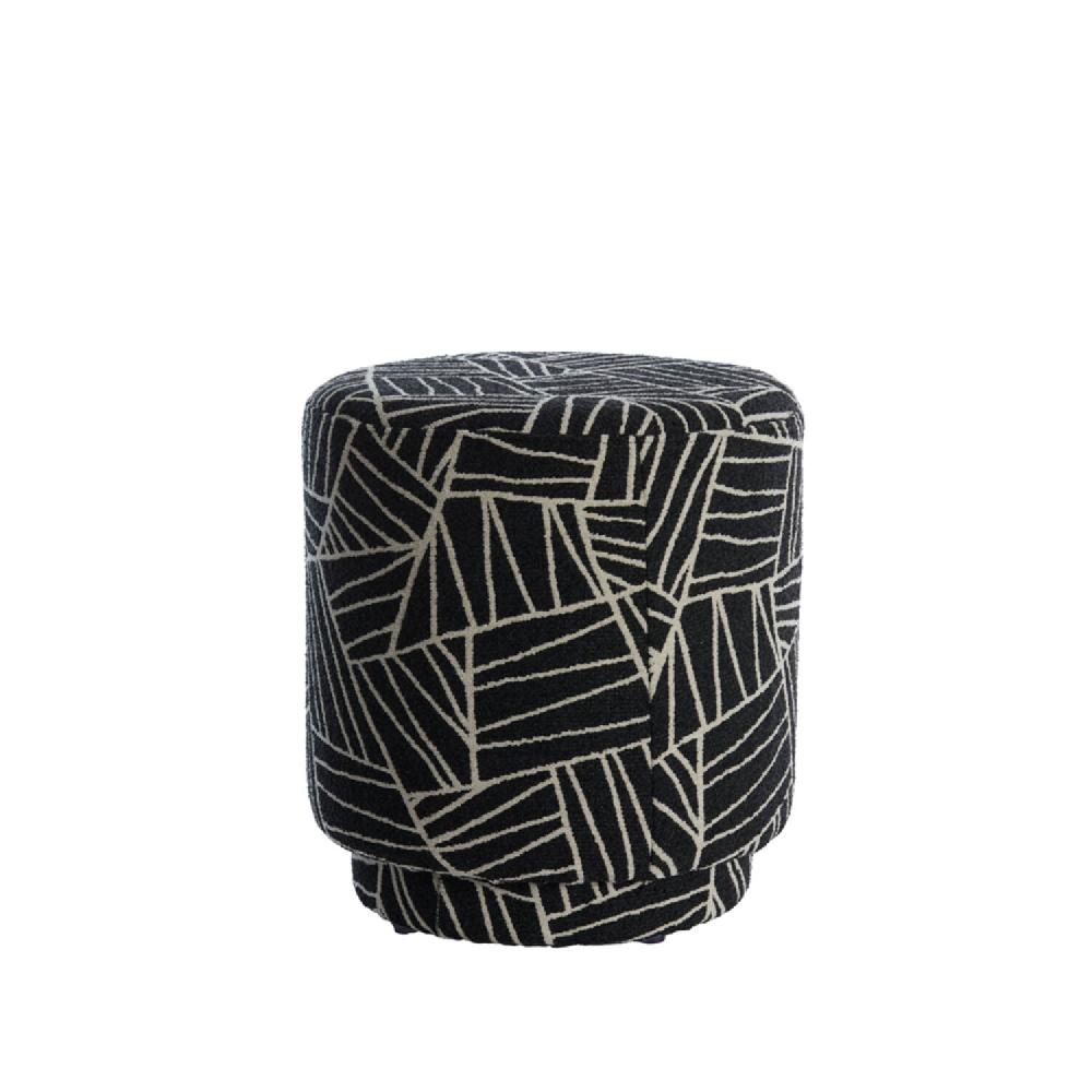 light & living Poef Ø40x44 cm DAVONTE zwart-wit
