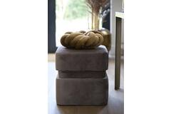 Light & Living Poef 40x40x42 5 Cm PIAZZA Velvet Donker Grijs-bruin