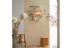 Light & Living Poef Ø40x44 Cm NADIEN Velvet Bruin+goud