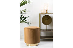 Light & Living Poef Ø40x44 Cm NADIEN Velvet Bruin+goud