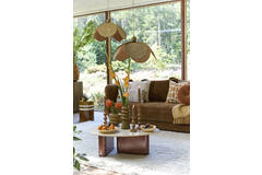 Light & Living Salontafel 90x72x31 Cm MAHELONA Travertin Zand+hout Bruin