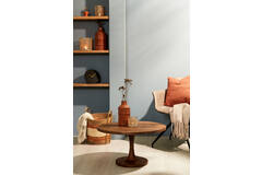 Light & Living Salontafel Ø70x40 Cm BICABA Hout Mat Donker Bruin