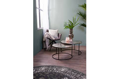 Light & Living Salontafel S/2 Ø55x37+Ø75x41 Cm THIZAS Ruw Nikkel-mat Zwart