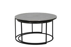 Light & Living Salontafel S/2 Ø55x37+Ø75x41 Cm THIZAS Ruw Nikkel-mat Zwart