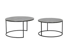 Light & Living Salontafel S/2 Ø55x37+Ø75x41 Cm THIZAS Ruw Nikkel-mat Zwart
