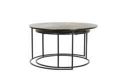 Light & Living Salontafel S/2 Ø61x37+Ø76x41 Cm PRIMO Zwart-brons+mat Zwart