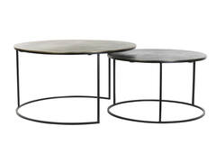 Light & Living Salontafel S/2 Ø61x37+Ø76x41 Cm PRIMO Zwart-brons+mat Zwart