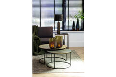 Light & Living Salontafel S/2 Ø61x37+Ø76x41 Cm RENGO Relief Antiek Brons