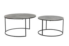 Light & Living Salontafel S/2 Ø61x37+Ø76x41 Cm RENGO Relief Antiek Lood