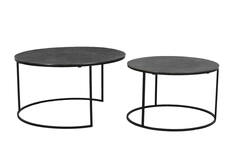 Light & Living Salontafel S/2 Ø61x37+Ø76x41 Cm RENGO Relief Zwart Nikkel