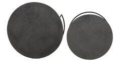 Light & Living Salontafel S/2 Ø61x37+Ø76x41 Cm RENGO Relief Zwart Nikkel