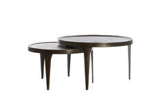 Light & Living Salontafel S/2 Ø64x39+Ø75x44 Cm TOBIAS Donker Bruin