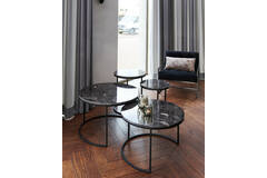 Light & Living Salontafel S/2 Ø65 5x40 5+Ø75x45 5 Cm ALFIO Bruin Mrmr+zwart