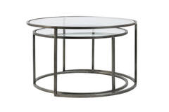 Light & Living Salontafel S/2 Ø65x39+Ø75x44 Cm DUARTE Glas-vintage Tin