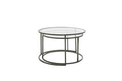 Light & Living Salontafel S/2 Ø65x39+Ø75x44 Cm DUARTE Glas-vintage Tin