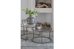 light & living Salontafel S/2 Ø65x39+Ø75x44 cm DUARTE glas-vintage tin