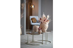 Light & Living Salontafel S/2 Ø65x39+Ø75x44 Cm DUARTE Gls Bruin+licht Goud