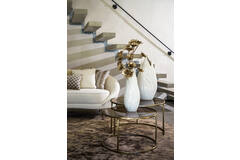 Light & Living Salontafel S/2 Ø65x39+Ø75x44 Cm DUARTE Gls Bruin+licht Goud