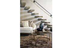 Light & Living Salontafel S/2 Ø65x39+Ø75x44 Cm DUARTE Gls Bruin+licht Goud