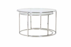 Light & Living Salontafel S/2 Ø65x39+Ø75x44 Cm DUARTE Nikkel+glas
