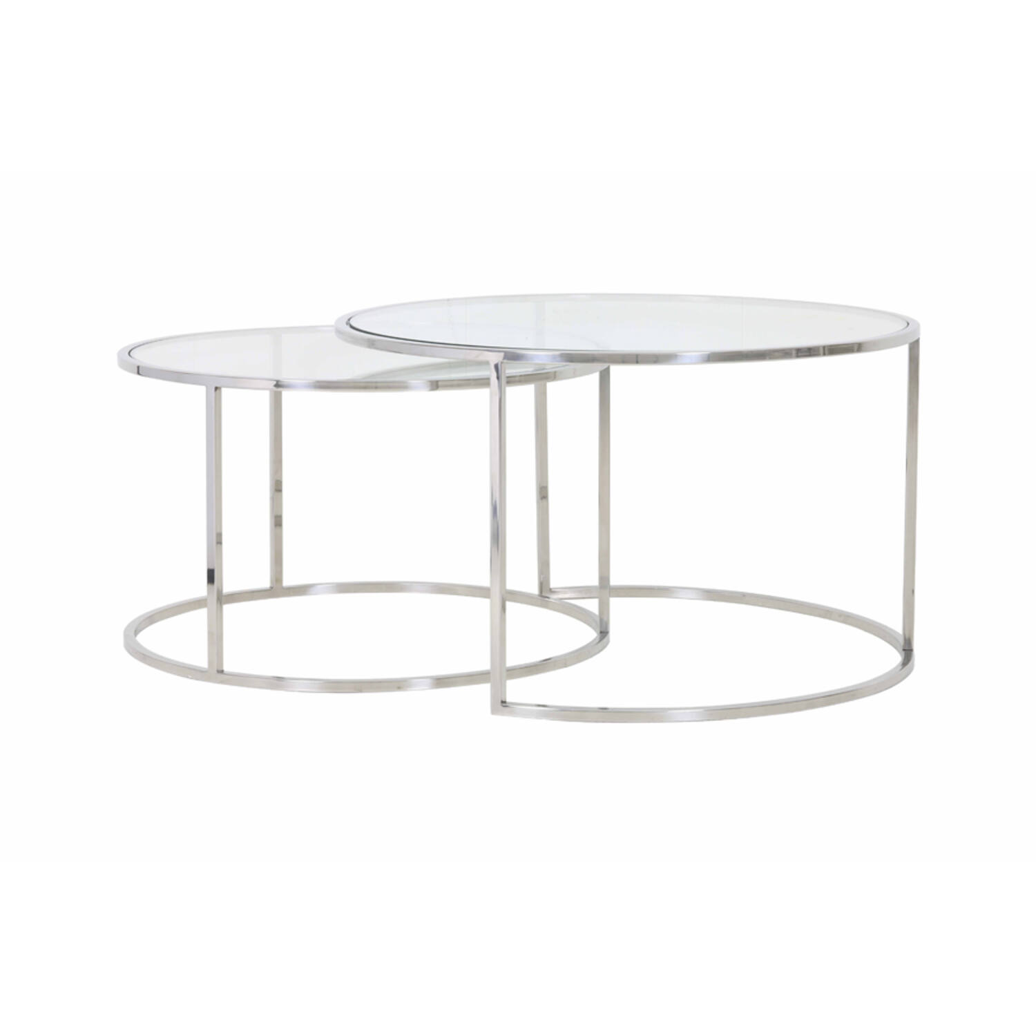 light & living Salontafel S/2 Ø65x39+Ø75x44 cm DUARTE nikkel+glas
