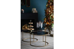 Light & Living Salontafel S/2 Ø65x39+Ø75x44 Cm DUARTE Smoke Glas-goud