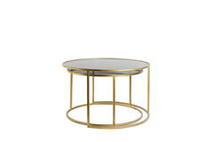 Light & Living Salontafel S/2 Ø65x39+Ø75x44 Cm DUARTE Smoke Glas-goud