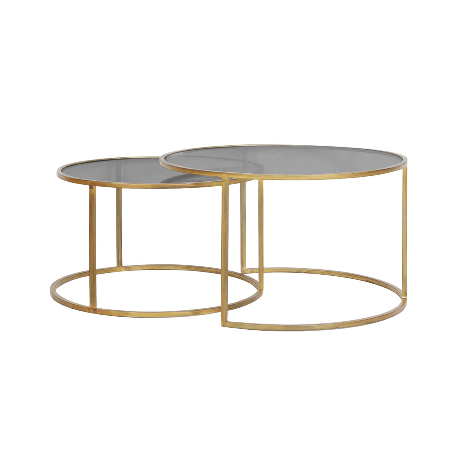 light & living Salontafel S/2 Ø65x39+Ø75x44 cm DUARTE smoke glas-goud