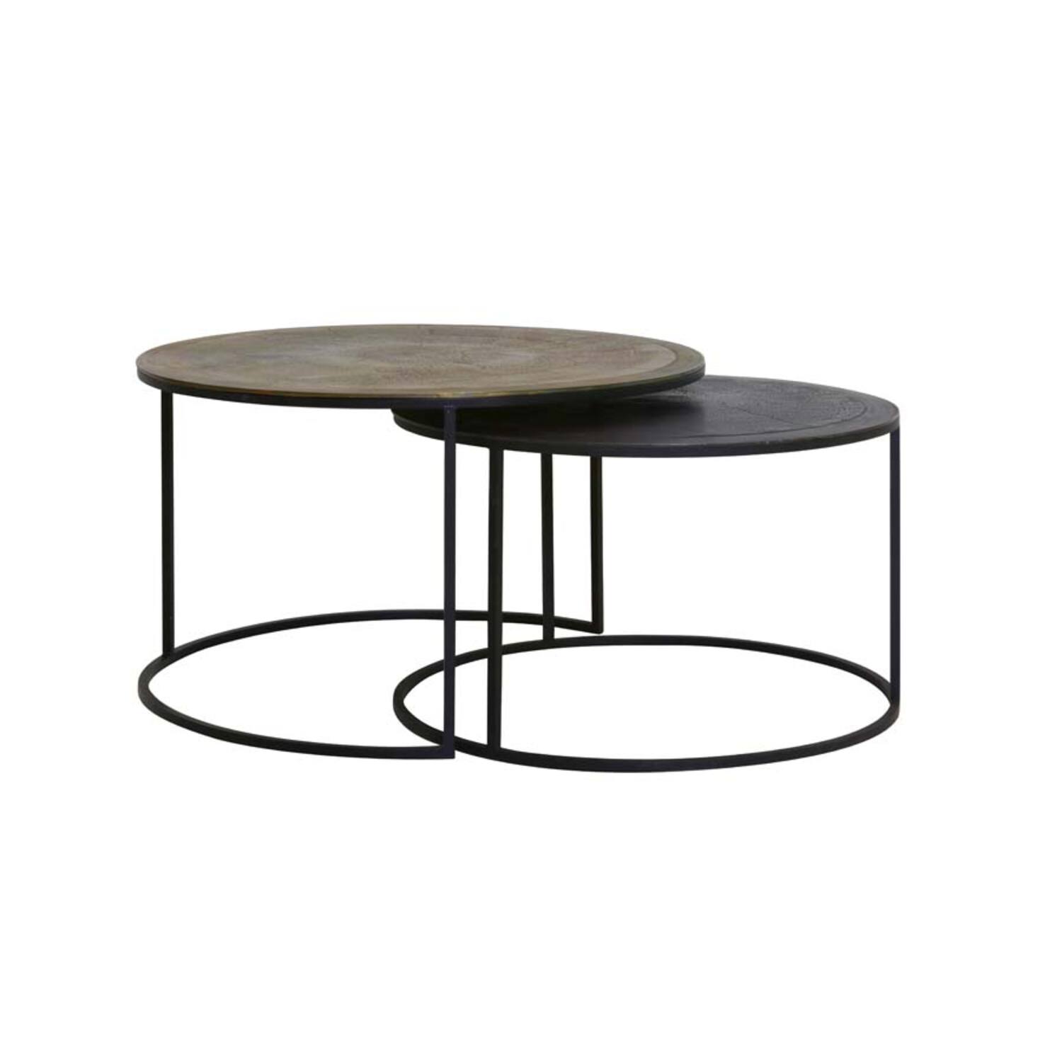 Light & Living Salontafel S/2 Ø67 5x39 5+Ø75x45 Cm TALCA Antiek Koper+brons