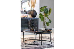 Light & Living Salontafel S/2 Ø67 5x39 5+Ø75x45 Cm TALCA Lood Antiek Edge