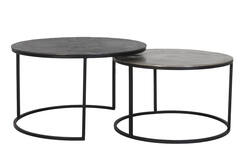 Light & Living Salontafel S/2 Ø67 5x39 5+Ø75x45 Cm TALCA Ruw Lood+ant. Lood