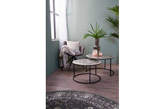 Light & Living Salontafel S/2 Ø67 5x39 5+Ø75x45 Cm TALCA Ruw Nikkel